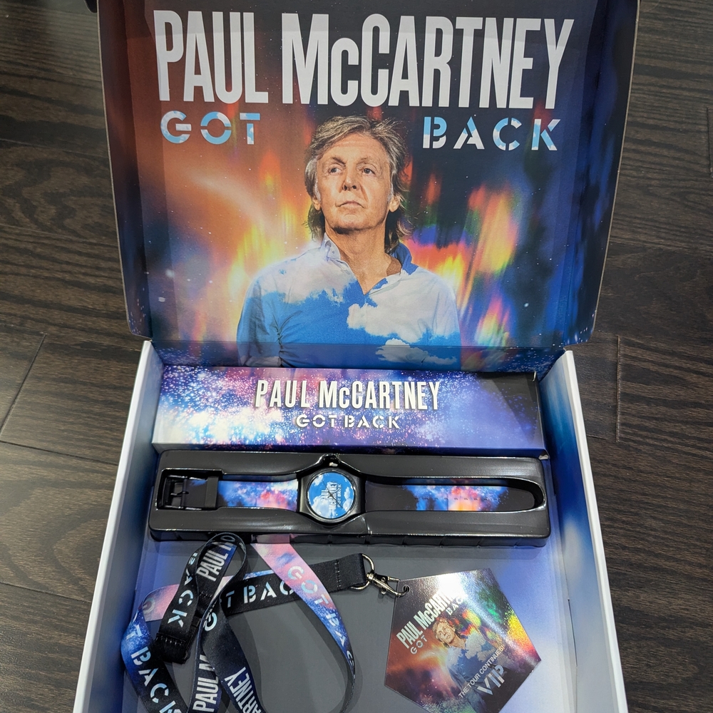 VIP Paul McCartney 2025 Got Back tour watch, lanyard and badge